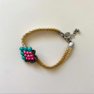 3/$30💚American Eagle AEO pink turquoise rhinestone braided bracelet jewelry